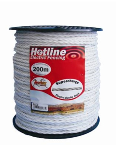 Value Plus Paddock Rope - White - 200m by 6mm